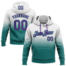 Laden Sie das Bild in den Galerie-Viewer, Custom Stitched White Purple-Teal Fade Fashion Sports Pullover Sweatshirt Hoodie