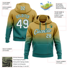 Load image into Gallery viewer, Custom Stitched Old Gold White-Teal Fade Fashion Sports Pullover Sweatshirt Hoodie