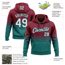 Laden Sie das Bild in den Galerie-Viewer, Custom Stitched Crimson White-Teal Fade Fashion Sports Pullover Sweatshirt Hoodie