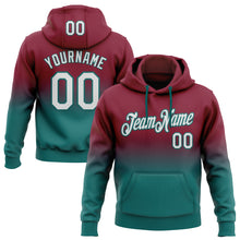 Laden Sie das Bild in den Galerie-Viewer, Custom Stitched Crimson White-Teal Fade Fashion Sports Pullover Sweatshirt Hoodie