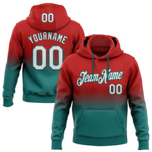 Charger l'image dans la galerie, Custom Stitched Red White-Teal Fade Fashion Sports Pullover Sweatshirt Hoodie