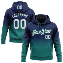 Загрузить изображение в средство просмотра галереи, Custom Stitched Navy White-Teal Fade Fashion Sports Pullover Sweatshirt Hoodie