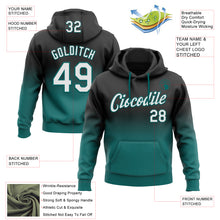 Laden Sie das Bild in den Galerie-Viewer, Custom Stitched Black White-Teal Fade Fashion Sports Pullover Sweatshirt Hoodie