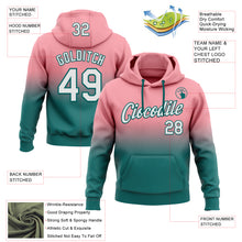 Laden Sie das Bild in den Galerie-Viewer, Custom Stitched Medium Pink White-Teal Fade Fashion Sports Pullover Sweatshirt Hoodie