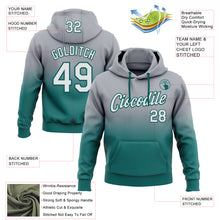 Load image into Gallery viewer, Custom Stitched Gray White-Teal Fade Fashion Sports Pullover Sweatshirt Hoodie