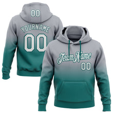 Load image into Gallery viewer, Custom Stitched Gray White-Teal Fade Fashion Sports Pullover Sweatshirt Hoodie