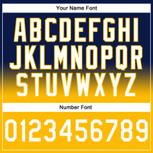 Charger l'image dans la galerie, Custom Stitched Navy White-Gold Fade Fashion Sports Pullover Sweatshirt Hoodie