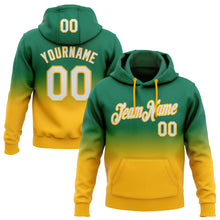 Load image into Gallery viewer, Custom Stitched Kelly Green White-Gold Fade Fashion Sports Pullover Sweatshirt Hoodie