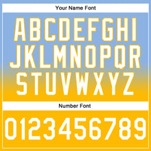 Load image into Gallery viewer, Custom Stitched Light Blue White-Gold Fade Fashion Sports Pullover Sweatshirt Hoodie