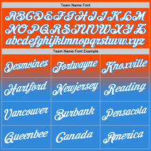 Load image into Gallery viewer, Custom Stitched Orange White-Powder Blue Fade Fashion Sports Pullover Sweatshirt Hoodie