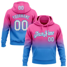 Load image into Gallery viewer, Custom Stitched Pink White-Powder Blue Fade Fashion Sports Pullover Sweatshirt Hoodie