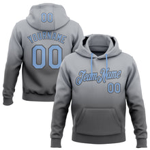 Load image into Gallery viewer, Custom Stitched Gray Light Blue-Steel Gray Fade Fashion Sports Pullover Sweatshirt Hoodie