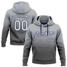 Load image into Gallery viewer, Custom Stitched Gray White Steel Gray-Navy Fade Fashion Sports Pullover Sweatshirt Hoodie
