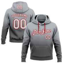 Load image into Gallery viewer, Custom Stitched Gray White Steel Gray-Red Fade Fashion Sports Pullover Sweatshirt Hoodie
