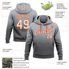 Load image into Gallery viewer, Custom Stitched Gray White Steel Gray-Orange Fade Fashion Sports Pullover Sweatshirt Hoodie
