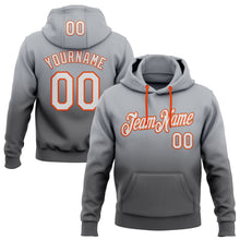 Load image into Gallery viewer, Custom Stitched Gray White Steel Gray-Orange Fade Fashion Sports Pullover Sweatshirt Hoodie