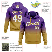 Load image into Gallery viewer, Custom Stitched Purple White-Old Gold Fade Fashion Sports Pullover Sweatshirt Hoodie