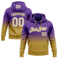 Load image into Gallery viewer, Custom Stitched Purple White-Old Gold Fade Fashion Sports Pullover Sweatshirt Hoodie