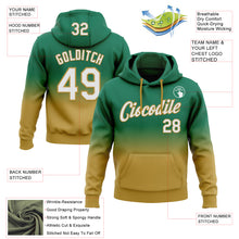 Load image into Gallery viewer, Custom Stitched Kelly Green White-Old Gold Fade Fashion Sports Pullover Sweatshirt Hoodie