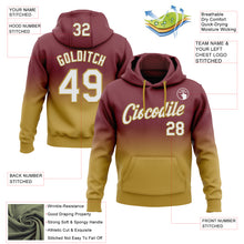 Загрузить изображение в средство просмотра галереи, Custom Stitched Burgundy White-Old Gold Fade Fashion Sports Pullover Sweatshirt Hoodie