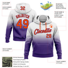 Laden Sie das Bild in den Galerie-Viewer, Custom Stitched White Orange-Purple Fade Fashion Sports Pullover Sweatshirt Hoodie