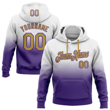 Laden Sie das Bild in den Galerie-Viewer, Custom Stitched White Old Gold-Purple Fade Fashion Sports Pullover Sweatshirt Hoodie