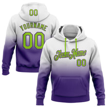 Laden Sie das Bild in den Galerie-Viewer, Custom Stitched White Neon Green-Purple Fade Fashion Sports Pullover Sweatshirt Hoodie