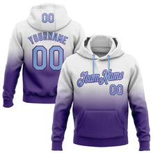 Laden Sie das Bild in den Galerie-Viewer, Custom Stitched White Light Blue-Purple Fade Fashion Sports Pullover Sweatshirt Hoodie