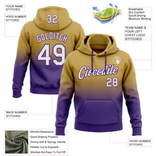Laden Sie das Bild in den Galerie-Viewer, Custom Stitched Old Gold White-Purple Fade Fashion Sports Pullover Sweatshirt Hoodie