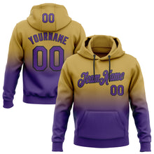 Laden Sie das Bild in den Galerie-Viewer, Custom Stitched Old Gold Purple-Black Fade Fashion Sports Pullover Sweatshirt Hoodie