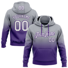 Laden Sie das Bild in den Galerie-Viewer, Custom Stitched Gray White-Purple Fade Fashion Sports Pullover Sweatshirt Hoodie