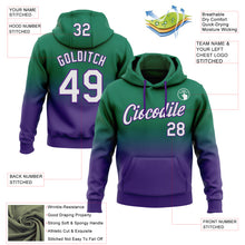 Laden Sie das Bild in den Galerie-Viewer, Custom Stitched Kelly Green White-Purple Fade Fashion Sports Pullover Sweatshirt Hoodie