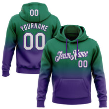 Laden Sie das Bild in den Galerie-Viewer, Custom Stitched Kelly Green White-Purple Fade Fashion Sports Pullover Sweatshirt Hoodie
