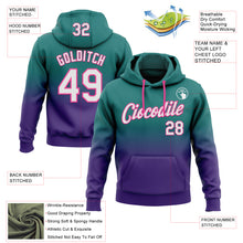 Load image into Gallery viewer, Custom Stitched Teal White Purple-Pink Fade Fashion Sports Pullover Sweatshirt Hoodie