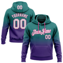 Load image into Gallery viewer, Custom Stitched Teal White Purple-Pink Fade Fashion Sports Pullover Sweatshirt Hoodie