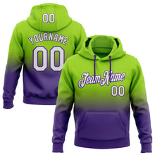 Load image into Gallery viewer, Custom Stitched Neon Green White-Purple Fade Fashion Sports Pullover Sweatshirt Hoodie
