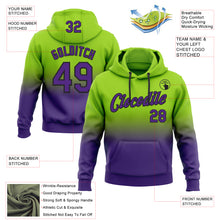Load image into Gallery viewer, Custom Stitched Neon Green Purple-Black Fade Fashion Sports Pullover Sweatshirt Hoodie