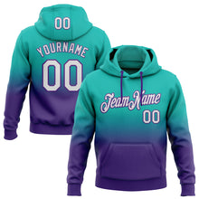 Laden Sie das Bild in den Galerie-Viewer, Custom Stitched Aqua White-Purple Fade Fashion Sports Pullover Sweatshirt Hoodie