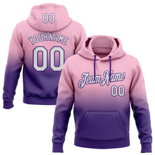 Laden Sie das Bild in den Galerie-Viewer, Custom Stitched Light Pink White-Purple Fade Fashion Sports Pullover Sweatshirt Hoodie