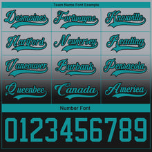 Laden Sie das Bild in den Galerie-Viewer, Custom Gray Teal-Black Fade Fashion Hockey Lace Neck Jersey