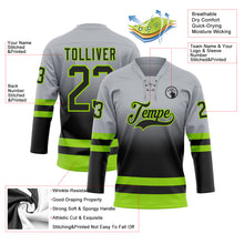 Laden Sie das Bild in den Galerie-Viewer, Custom Gray Black-Neon Green Fade Fashion Hockey Lace Neck Jersey
