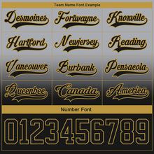 Laden Sie das Bild in den Galerie-Viewer, Custom Gray Black-Old Gold Fade Fashion Hockey Lace Neck Jersey