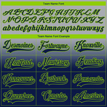 Laden Sie das Bild in den Galerie-Viewer, Custom Gray Navy-Neon Green Fade Fashion Hockey Lace Neck Jersey