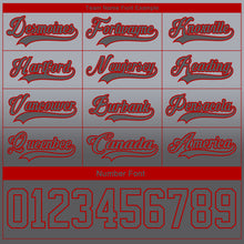 Charger l'image dans la galerie, Custom Gray Steel Gray-Red Fade Fashion Hockey Lace Neck Jersey