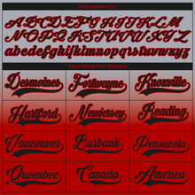 Laden Sie das Bild in den Galerie-Viewer, Custom Gray Black-Red Fade Fashion Hockey Lace Neck Jersey