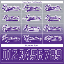 Laden Sie das Bild in den Galerie-Viewer, Custom Gray Purple-White Fade Fashion Hockey Lace Neck Jersey