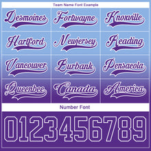 Laden Sie das Bild in den Galerie-Viewer, Custom Light Blue Purple-White Fade Fashion Hockey Lace Neck Jersey