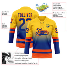 Charger l'image dans la galerie, Custom Yellow Royal-Orange Fade Fashion Hockey Lace Neck Jersey