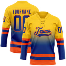 Charger l'image dans la galerie, Custom Yellow Royal-Orange Fade Fashion Hockey Lace Neck Jersey