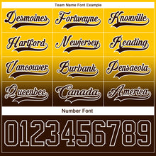 Load image into Gallery viewer, Custom Yellow Brown-White Fade Fashion Hockey Lace Neck Jersey